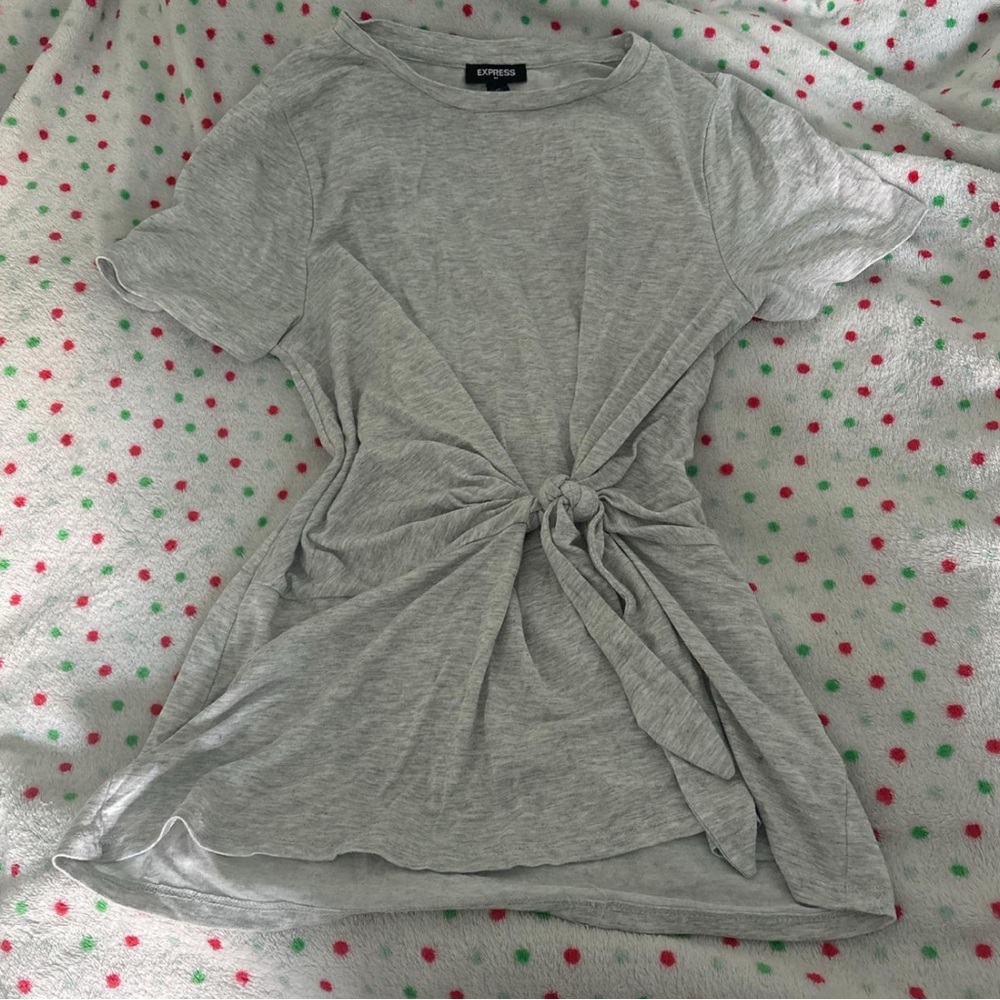 Express Gray Tie-Front Women's Top